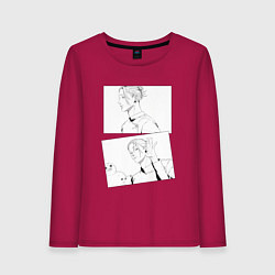 Лонгслив хлопковый женский Эмоции Сугуру Гето - Магическая битва, цвет: маджента