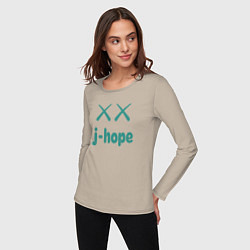 Лонгслив хлопковый женский BTS jhope, цвет: миндальный — фото 2