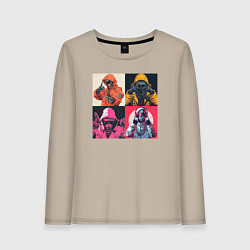 Лонгслив хлопковый женский Киборг рэперы, цвет: миндальный