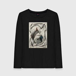 Лонгслив хлопковый женский Абстрактная картина Forms, цвет: черный