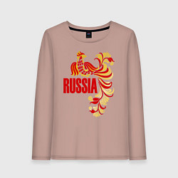 Лонгслив хлопковый женский Russia, цвет: пыльно-розовый