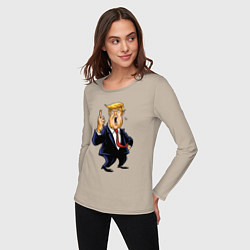 Лонгслив хлопковый женский Злой Трамп, цвет: миндальный — фото 2