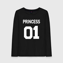 Лонгслив хлопковый женский Футбольная надпись для семейной фотосессии: 01 при, цвет: черный