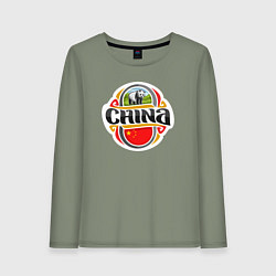 Лонгслив хлопковый женский China panda, цвет: авокадо