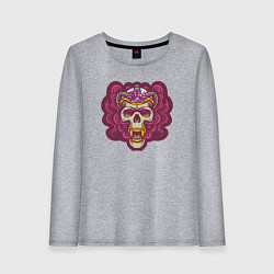 Лонгслив хлопковый женский Brain skull, цвет: меланж