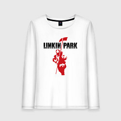 Лонгслив хлопковый женский Linkin park rock, цвет: белый