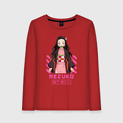 Лонгслив хлопковый женский Клинок рассекающий демонов героиня, цвет: красный