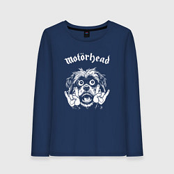 Лонгслив хлопковый женский Motorhead rock dog, цвет: тёмно-синий