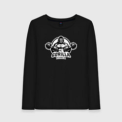 Лонгслив хлопковый женский Gorilla power gym, цвет: черный