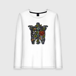 Лонгслив хлопковый женский Halloween skeletor, цвет: белый