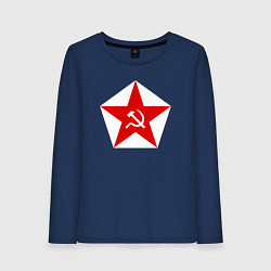 Лонгслив хлопковый женский Пятиконечная звезда СССР, цвет: тёмно-синий