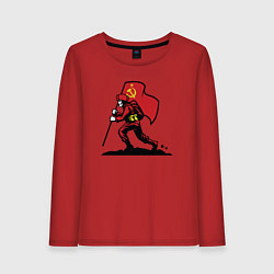 Лонгслив хлопковый женский Солдат СССР, цвет: красный