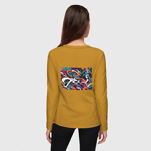 Женский лонгслив Граффити абстракция / Горчичный – фото 4