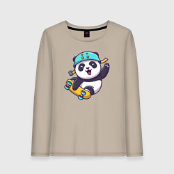 Лонгслив хлопковый женский Skater panda, цвет: миндальный