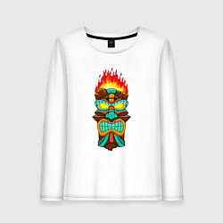 Лонгслив хлопковый женский Огненный тотем, цвет: белый