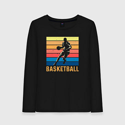 Лонгслив хлопковый женский Basketball lettering, цвет: черный