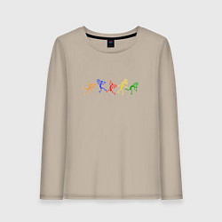 Лонгслив хлопковый женский Наскальные танцы, цвет: миндальный