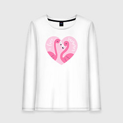 Лонгслив хлопковый женский Летние фламинго, цвет: белый