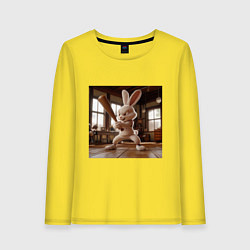 Лонгслив хлопковый женский Заяц и бейсбол, цвет: желтый