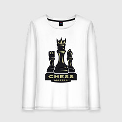 Лонгслив хлопковый женский Chess master, цвет: белый