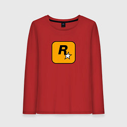 Лонгслив хлопковый женский Rockstar logo, цвет: красный