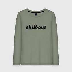 Лонгслив хлопковый женский Расслабляющий отдых - фраза, цвет: авокадо