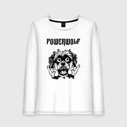 Лонгслив хлопковый женский Powerwolf - rock dog, цвет: белый