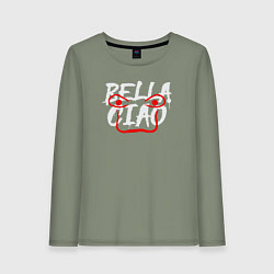 Лонгслив хлопковый женский Bella ciao face, цвет: авокадо