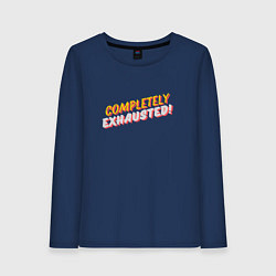 Лонгслив хлопковый женский Completely exhausted, цвет: тёмно-синий