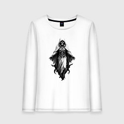 Лонгслив хлопковый женский Скелет в белой мантии, цвет: белый