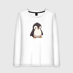 Лонгслив хлопковый женский Милый пингвин в стиле аниме, цвет: белый