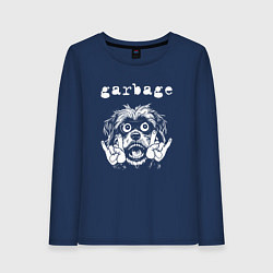 Лонгслив хлопковый женский Garbage rock dog, цвет: тёмно-синий