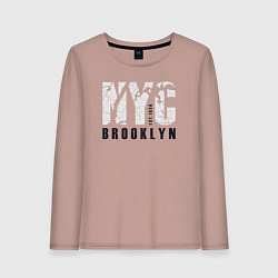 Лонгслив хлопковый женский NYC - Brooklyn, цвет: пыльно-розовый