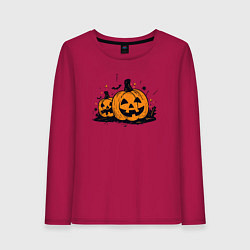 Лонгслив хлопковый женский Pumpkins, цвет: маджента