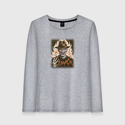 Лонгслив хлопковый женский Фредди Крюгер из хоррор-фильма Кошмары на улице Вя, цвет: меланж