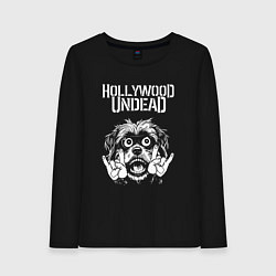 Лонгслив хлопковый женский Hollywood Undead rock dog, цвет: черный