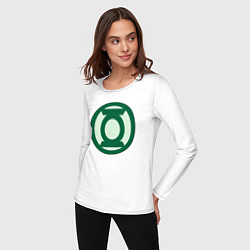 Лонгслив хлопковый женский Green lantern logo, цвет: белый — фото 2