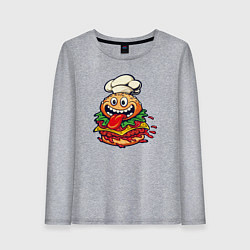 Лонгслив хлопковый женский Радостный гамбургер, цвет: меланж