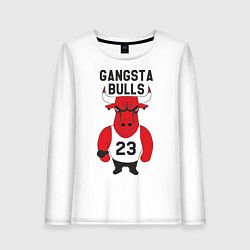 Лонгслив хлопковый женский Gangsta Bulls 23, цвет: белый