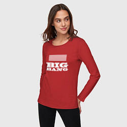 Лонгслив хлопковый женский Big bang лого, цвет: красный — фото 2