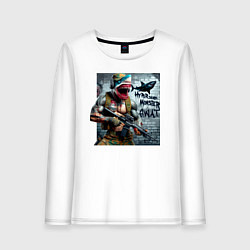 Лонгслив хлопковый женский Hyper shark monster swat - ai art fantasy, цвет: белый