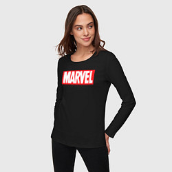 Лонгслив хлопковый женский Marvel logo, цвет: черный — фото 2