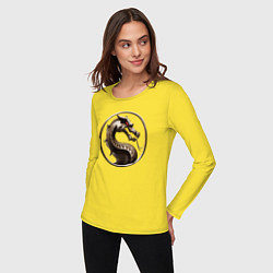 Лонгслив хлопковый женский Mortal kombat movie logo, цвет: желтый — фото 2