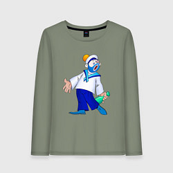 Лонгслив хлопковый женский Морячок, цвет: авокадо