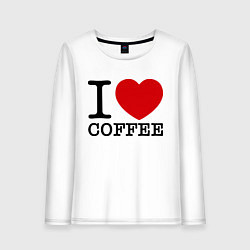 Лонгслив хлопковый женский I love coffee, цвет: белый