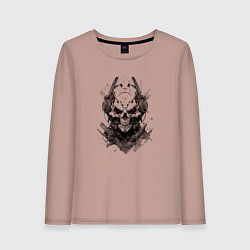 Лонгслив хлопковый женский Кибернетический череп, цвет: пыльно-розовый