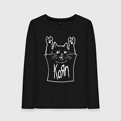Лонгслив хлопковый женский KoЯn - cat rock, цвет: черный