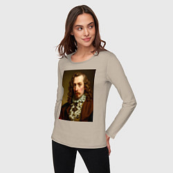 Лонгслив хлопковый женский Старинный портрет, цвет: миндальный — фото 2