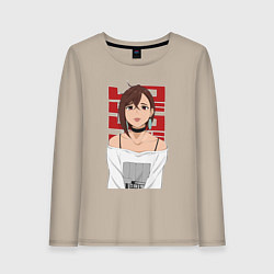 Лонгслив хлопковый женский Дандадан: Момо, цвет: миндальный