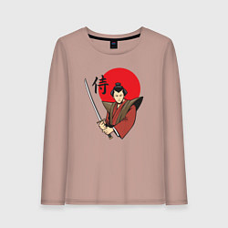 Лонгслив хлопковый женский Гордый самурай, цвет: пыльно-розовый
